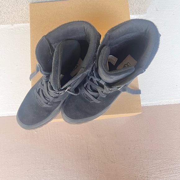 UGG Women's Black Lace Up Wedge Boots 8.5 - Picture 2 of 5